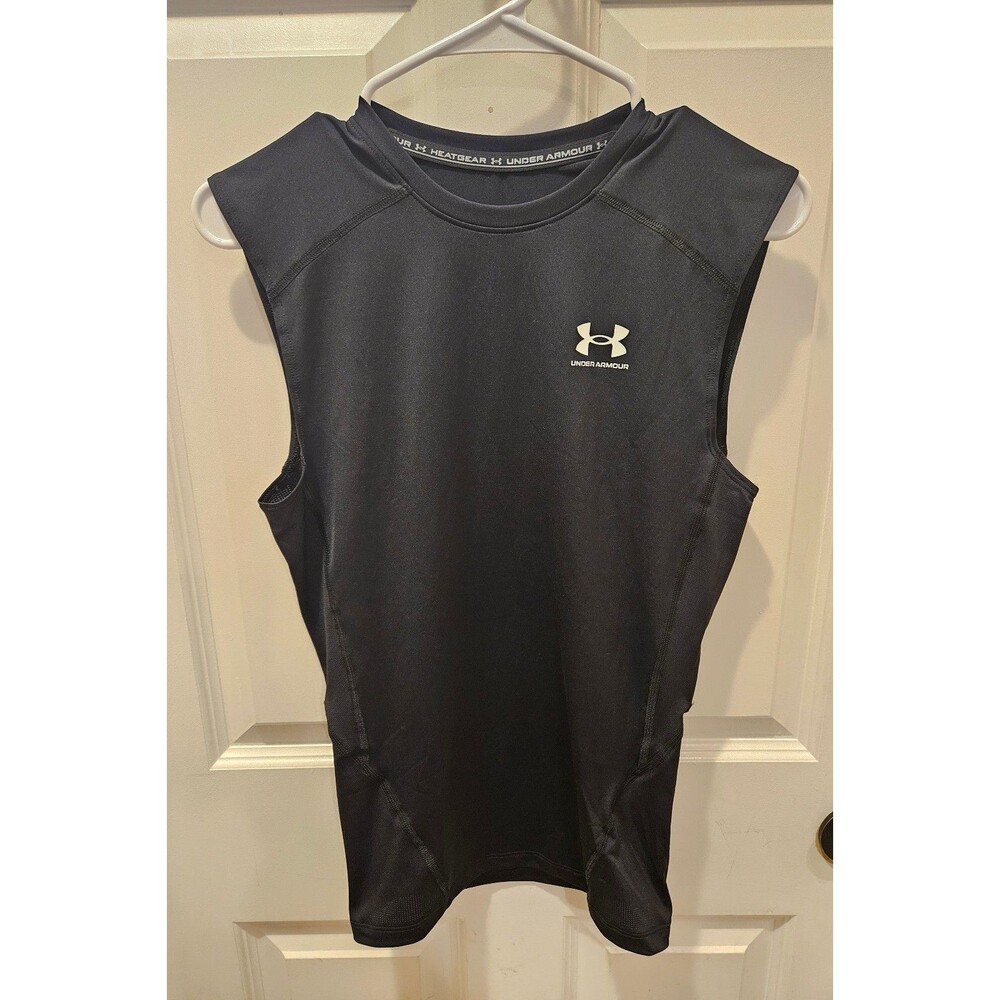 Under Armour Heatgear Black Compression Sleevless Shirt Mens Medium